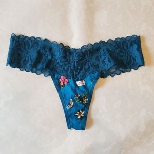π¦ π₯πNWT Victoria's secret thong panties turquoise butterfly Blue XS